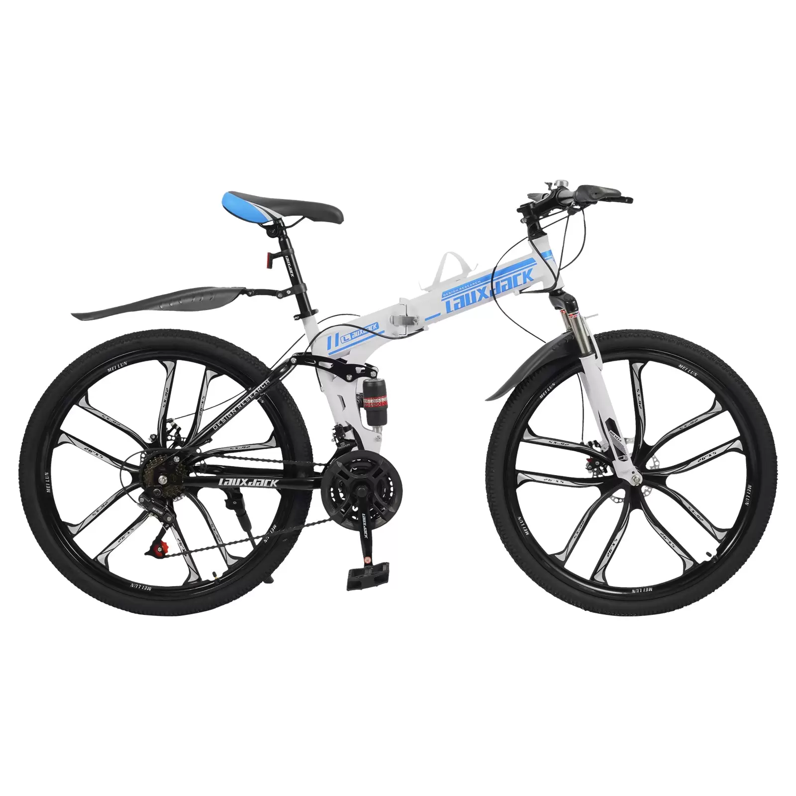 Foldable Mountain Bike 21 Speed Adult Mtb Disc Brake Bicycle 26" Double Damping For Women Crossbike Black Blue+white For Adults Above 63-inch In Height