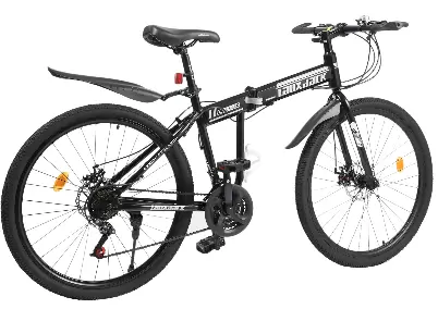 Folding Bike 21 Speed 26 Inch Adjustable Height Folding Mountain Bike with Front/Rear Disc Brakes, Load Weight 130kg