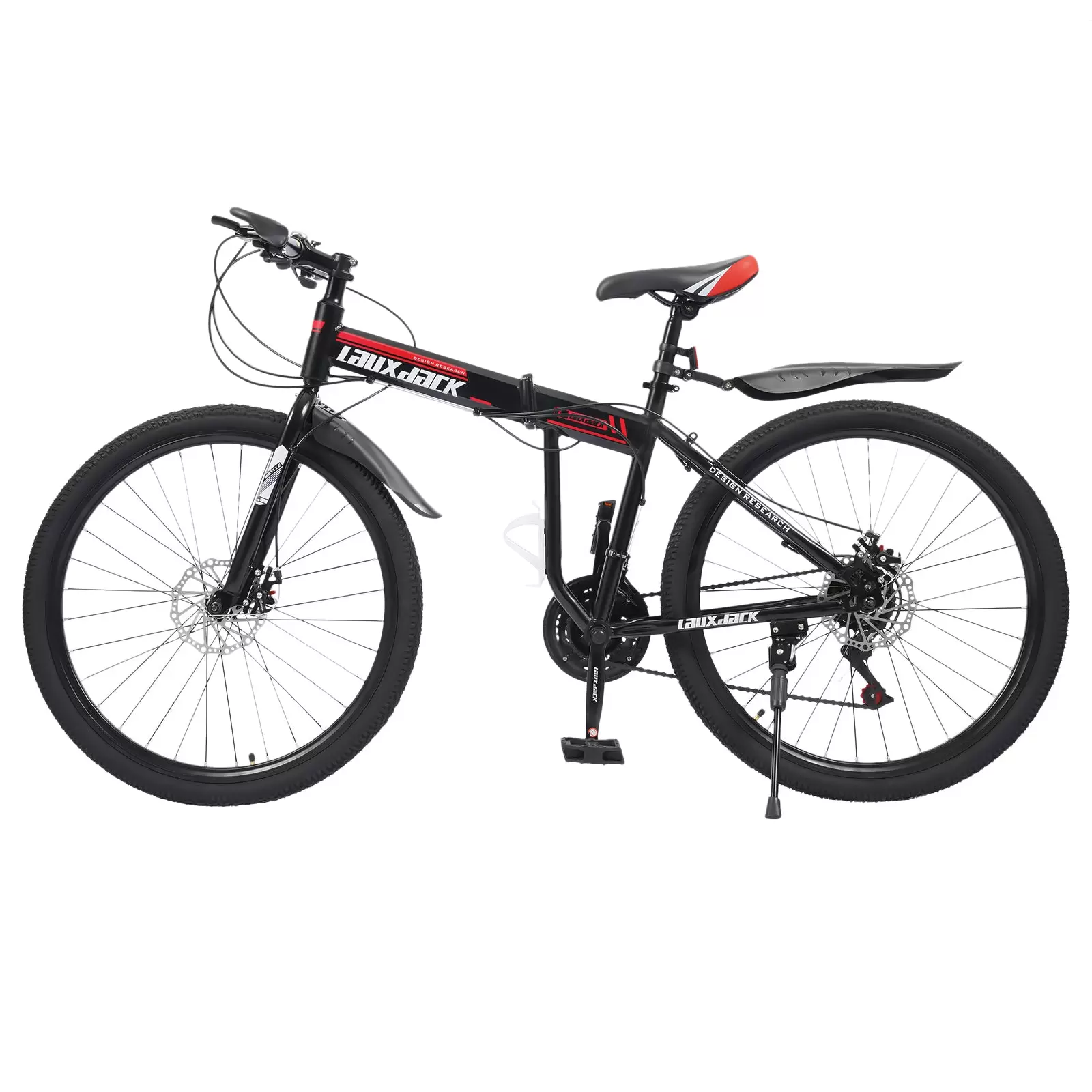 26" Mountain Bike for Men, Folding Bike with Mudguard, 21 Speed, Bikes with Double Disc Brake