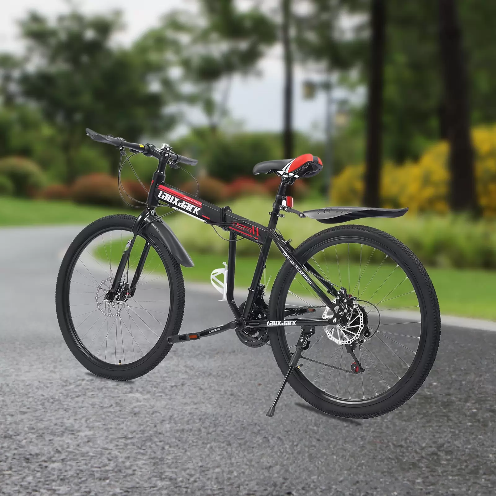 26" Mountain Bike for Men, Folding Bike with Mudguard, 21 Speed, Bikes with Double Disc Brake