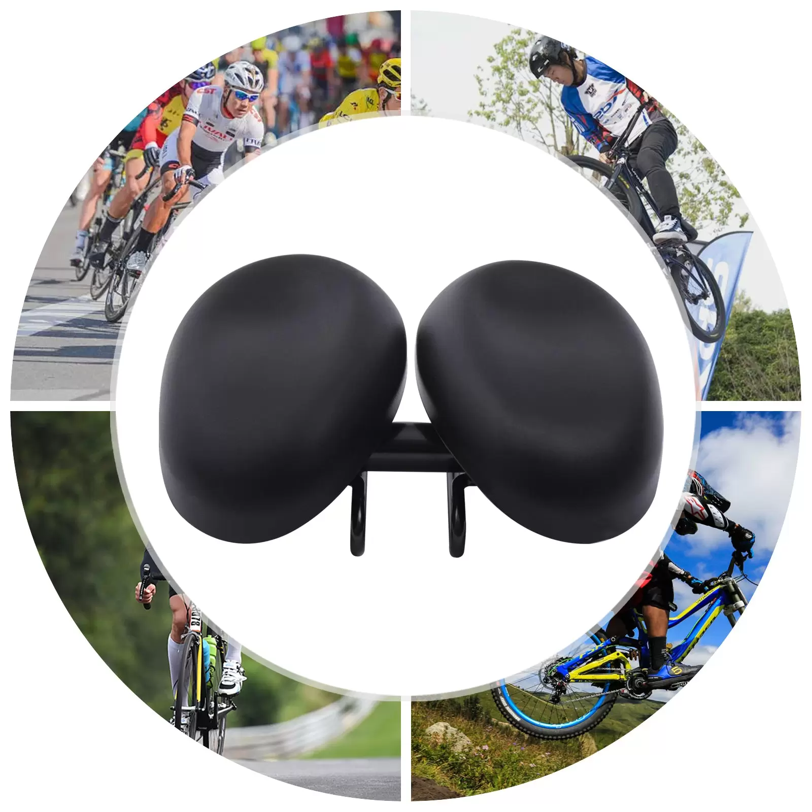 Shock absorbing black bike saddle - Bike saddle without nose - Adjustable width - Ergonomic - Waterproof PVC leather bike saddle Shock absorbing black bike saddle - Bike saddle without nose - Adjustable width - Ergonomic - Waterproof PVC leather bike saddle