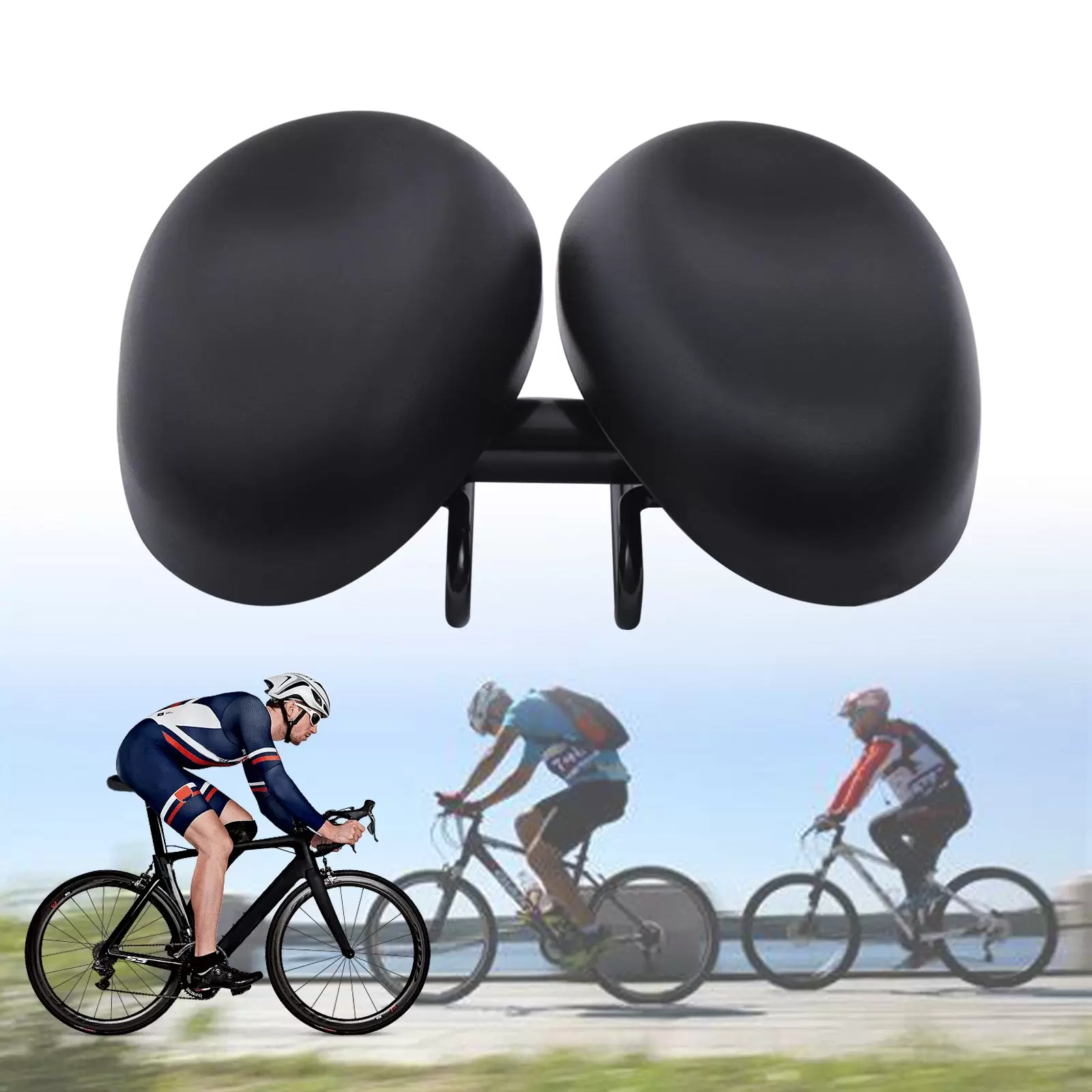 Shock absorbing black bike saddle - Bike saddle without nose - Adjustable width - Ergonomic - Waterproof PVC leather bike saddle Shock absorbing black bike saddle - Bike saddle without nose - Adjustable width - Ergonomic - Waterproof PVC leather bike saddle