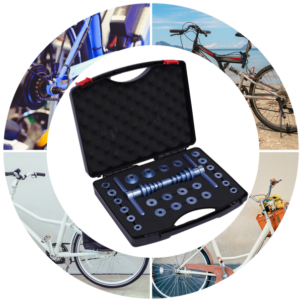 Bicycle Bearing Puller Kit, Hub Bearing Installation Tool With Portable Case 7075 Cnc Aluminum Alloy For Flower Drum Column Foot Central Axis Bicycle Bearing Puller Kit, Hub Bearing Installation Tool With Portable Case 7075 Cnc Aluminum Alloy For Flower Drum Column Foot Central Axis