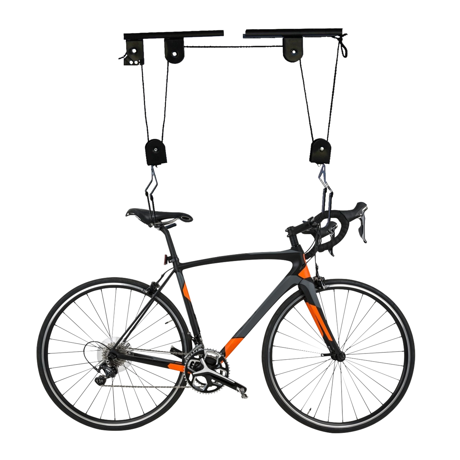 Bike Hoist for Garage Ceiling Mount Pulley System Bike Storage, Set Of Bike Hangers - 1 Hanger + 2 Multi-function Lanyards