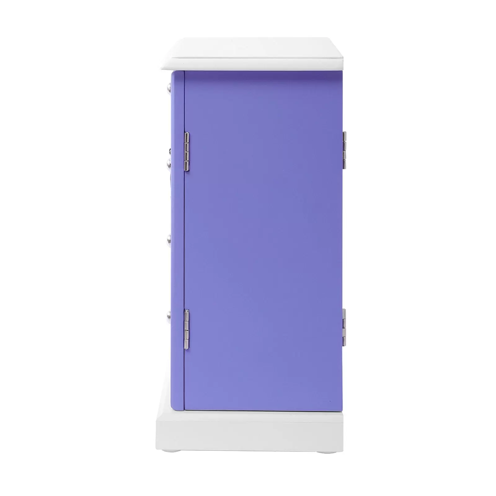 Jewelry Box - Made from solid wood with 4 drawer organizer and built-in necklace carousel and large purple mirror