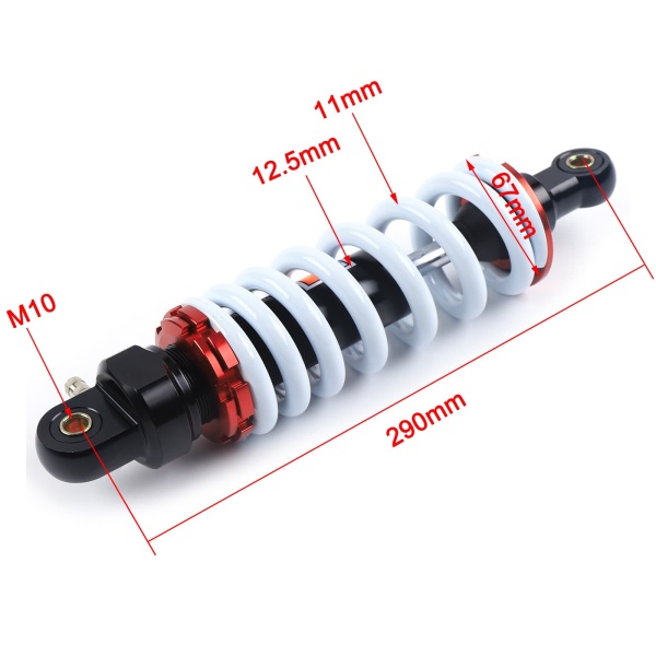 Bike Rear Shock Absorber 290mm Aluminum Alloy Shock Absorber for Dirt Bike/Quad/ATV/Pit