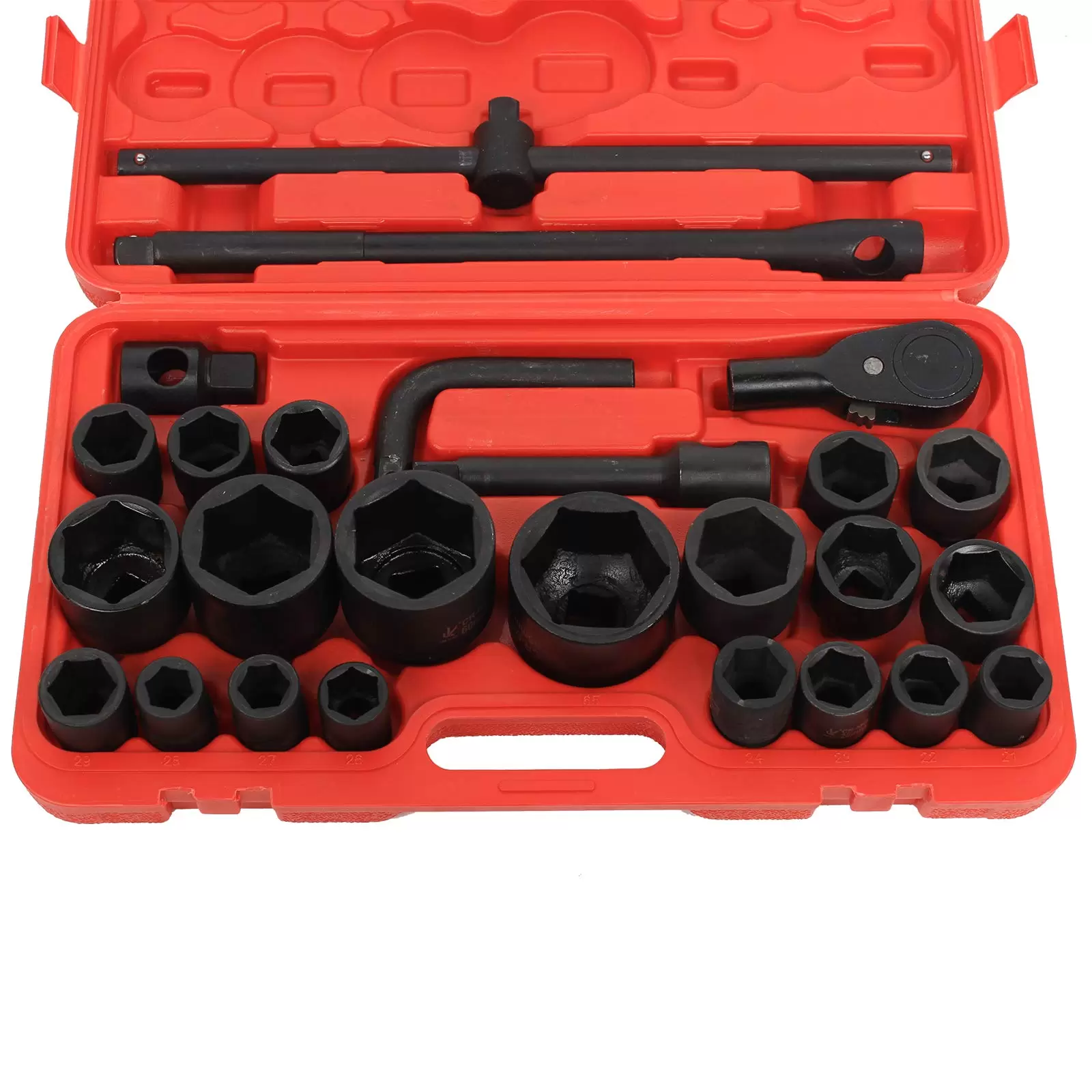 26pcs Socket Wrench Set Sockets 3/4" & 1" 21-65mm Sockets Car Nut Box Truck Ratchet Box Tool Set DIY Ratchet Wrench Kit w/ Box