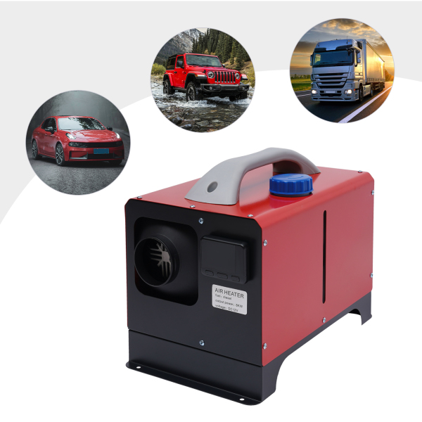 12V Truck Heater One Outlet Hole with Black LCD Remote Control Fast Heating Diesel Heater Red Color for Car Truck Bus Caravan