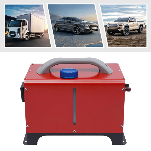 12V Truck Heater One Outlet Hole with Black LCD Remote Control Fast Heating Diesel Heater Red Color for Car Truck Bus Caravan