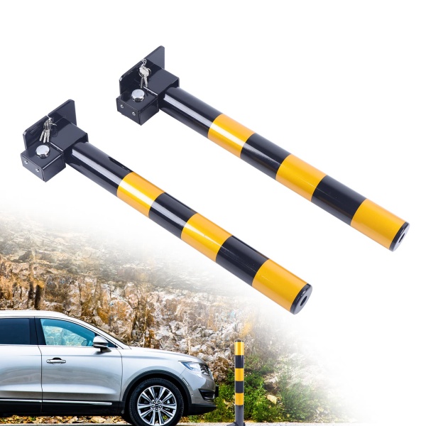 Set of 2 Removable Round Guardrail, Lockable Parking Guardrail, Traffic Sign, Safety Sign, Lockable, 3 Keys
