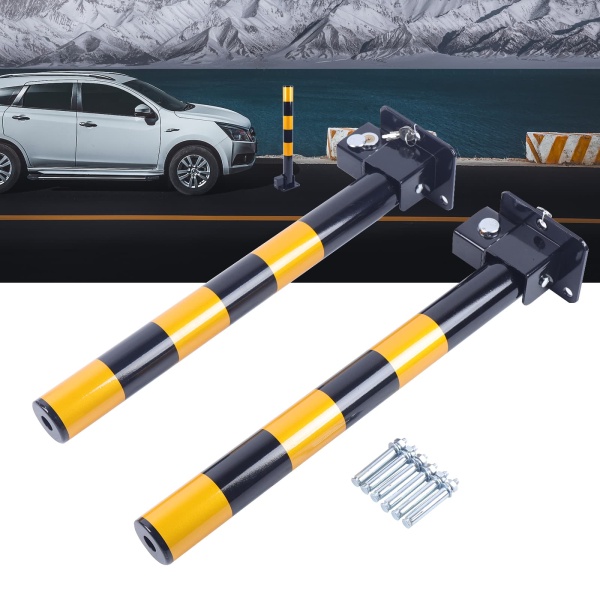 Set of 2 Removable Round Guardrail, Lockable Parking Guardrail, Traffic Sign, Safety Sign, Lockable, 3 Keys