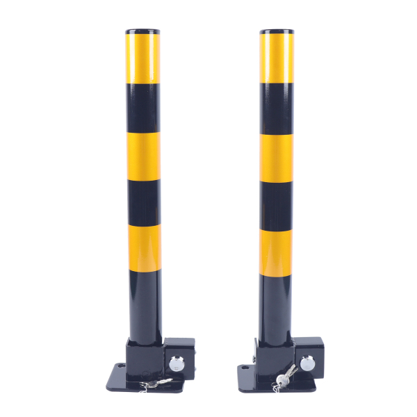 Set of 2 Removable Round Guardrail, Lockable Parking Guardrail, Traffic Sign, Safety Sign, Lockable, 3 Keys