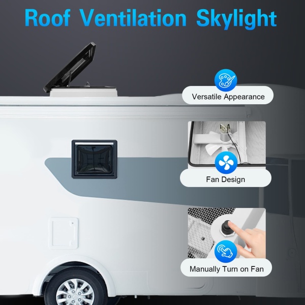 Vent Transparent Roof Skylight 42 X 42 Cm 14" For Caravan Or Motorhome For Caravans Roof Vent Skylight 42 X 42 cm Dekalin Sealant + Screws