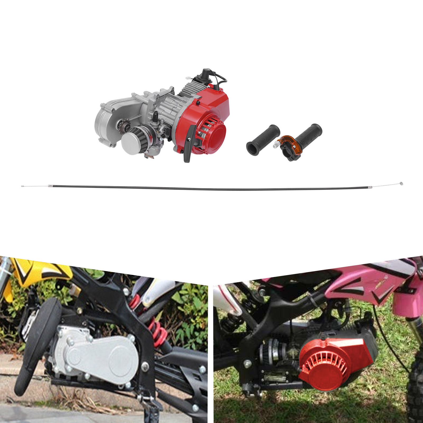 49cc Two-stroke Engine, Single Cylinder Pull Rope Start Motor, 2 Stroke Engine Motor