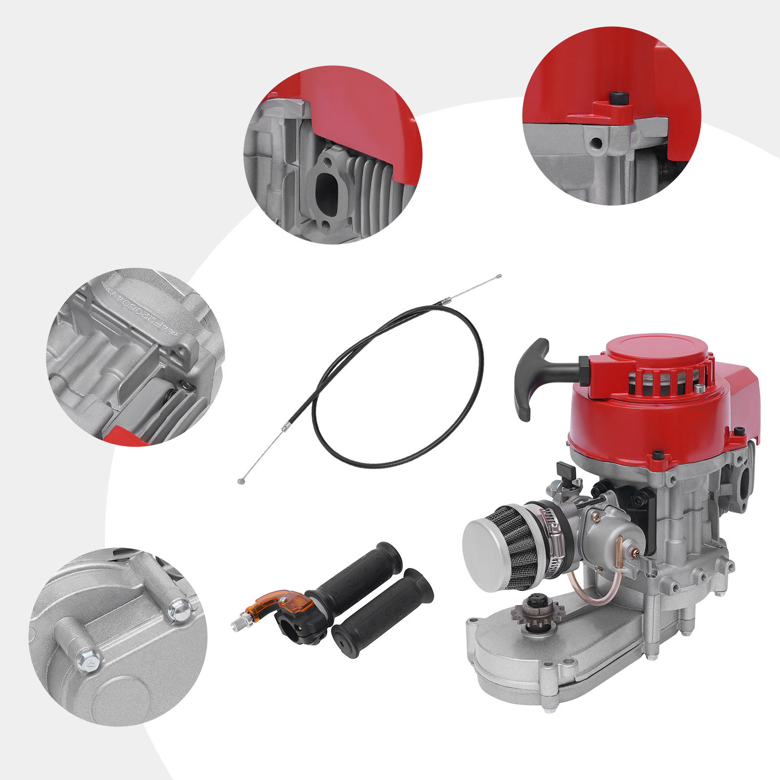 49cc Two-stroke Engine, Single Cylinder Pull Rope Start Motor, 2 Stroke Engine Motor 49cc Two-stroke Engine, Single Cylinder Pull Rope Start Motor, 2 Stroke Engine Motor