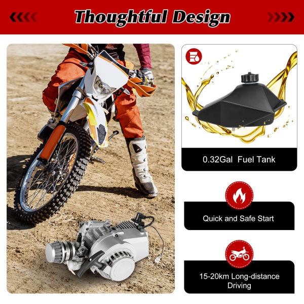 49cc Mini Engine Kit 2 Stroke Mini Dirt Bike ATV Scooter Engine Motor Kit Easy Start Air Cooled Racing Engine Set