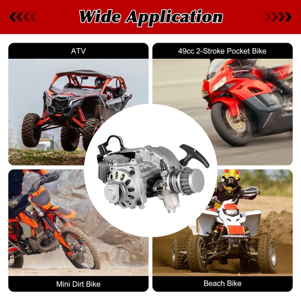 49cc Mini Engine Kit 2 Stroke Mini Dirt Bike ATV Scooter Engine Motor Kit Easy Start Air Cooled Racing Engine Set