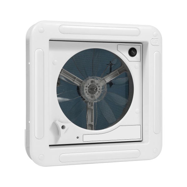 28*28 cm Motorhome Hatch Roof Vent Fan Roof Hood Ventilation Exhaust Roof Hatch with LED Light White Lid Lnner for Garnish Ring