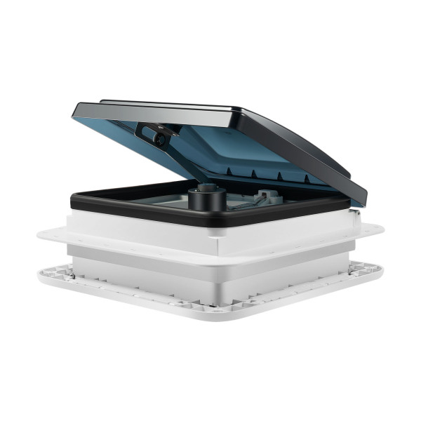 28*28 cm Motorhome Hatch Roof Vent Fan Roof Hood Ventilation Exhaust Roof Hatch with LED Light White Lid Lnner for Garnish Ring