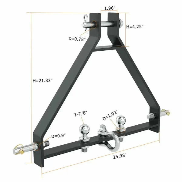 Tractor hitch rail with three-point suspension - 660 mm - Category I Hitch rail