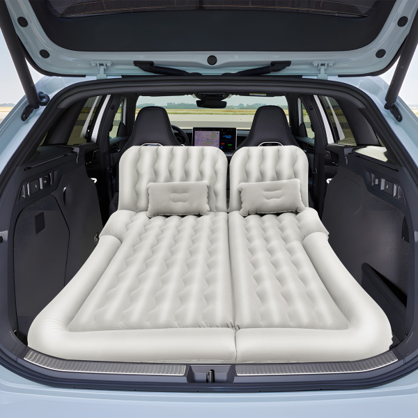 Portable Car Mattress SUV Inflatable Camping Mattress with 2 Pillows Air Pump For Camping Traveling Hiking Fishing Gray