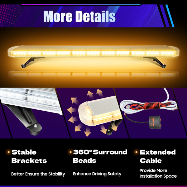 Strobe Light Bar with Controller LED Auxiliary Beacon Emergency Safety Beacon 96 LED Strobe Light Bar Work Light