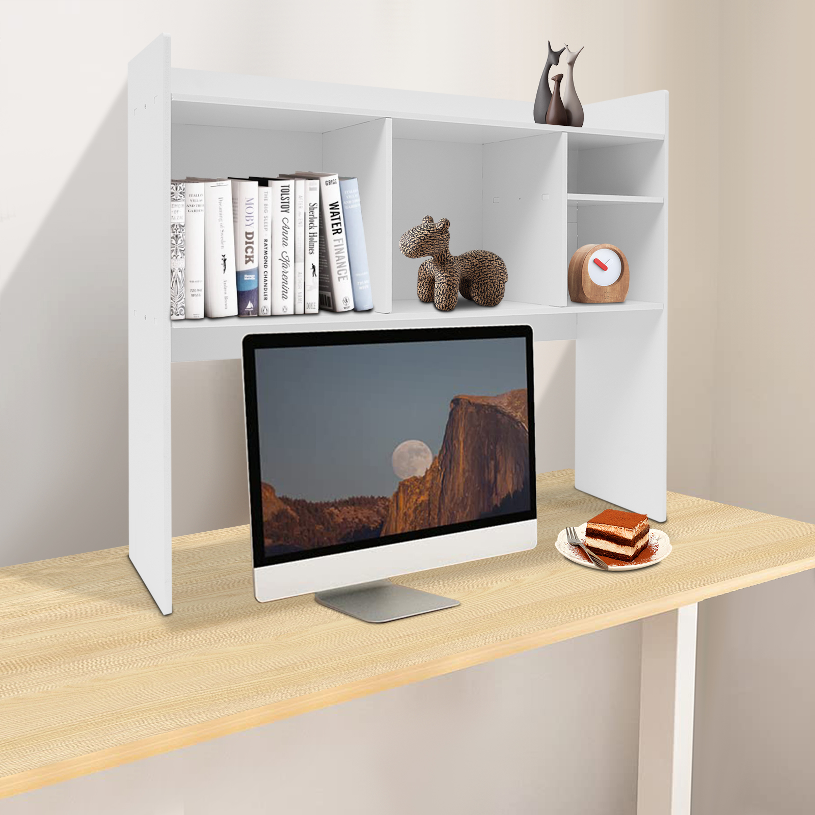 91.4*23*80cm Desktop Organizer, Office Storage Rack, Desktop Bookshelf, White 91.4*23*80cm Desktop Organizer, Office Storage Rack, Desktop Bookshelf, White