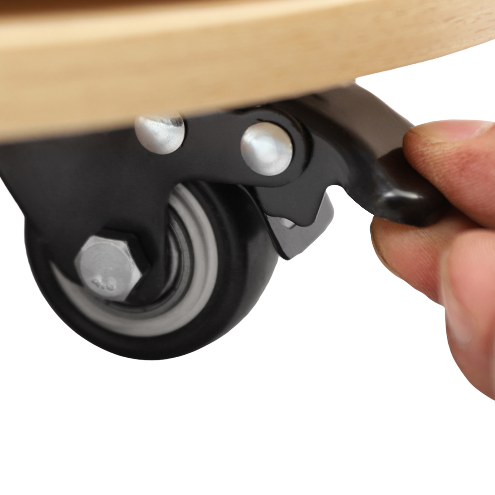 4-layer wooden round bottom revolving bookshelf with wheels
