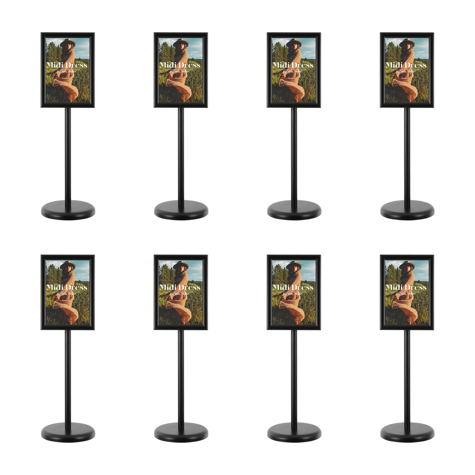 8pcs A4 Sign holder, Adjustable Sign Holder, Heavy-duty Pedestal Sign Holder - Black
