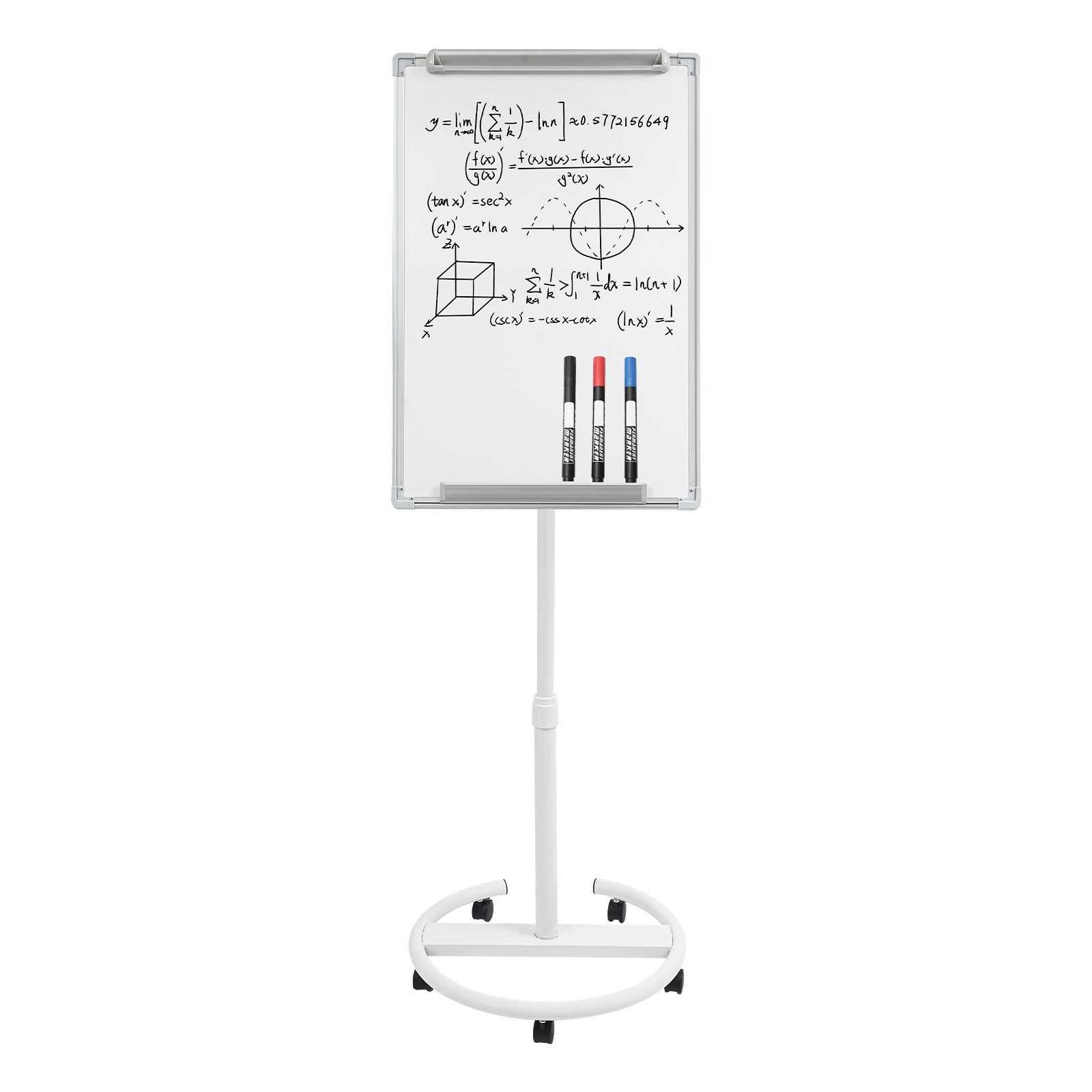Single-sided Drawing Board, Height-adjustable Drawing Board, Portable Magnetic Whiteboard - White Shelf