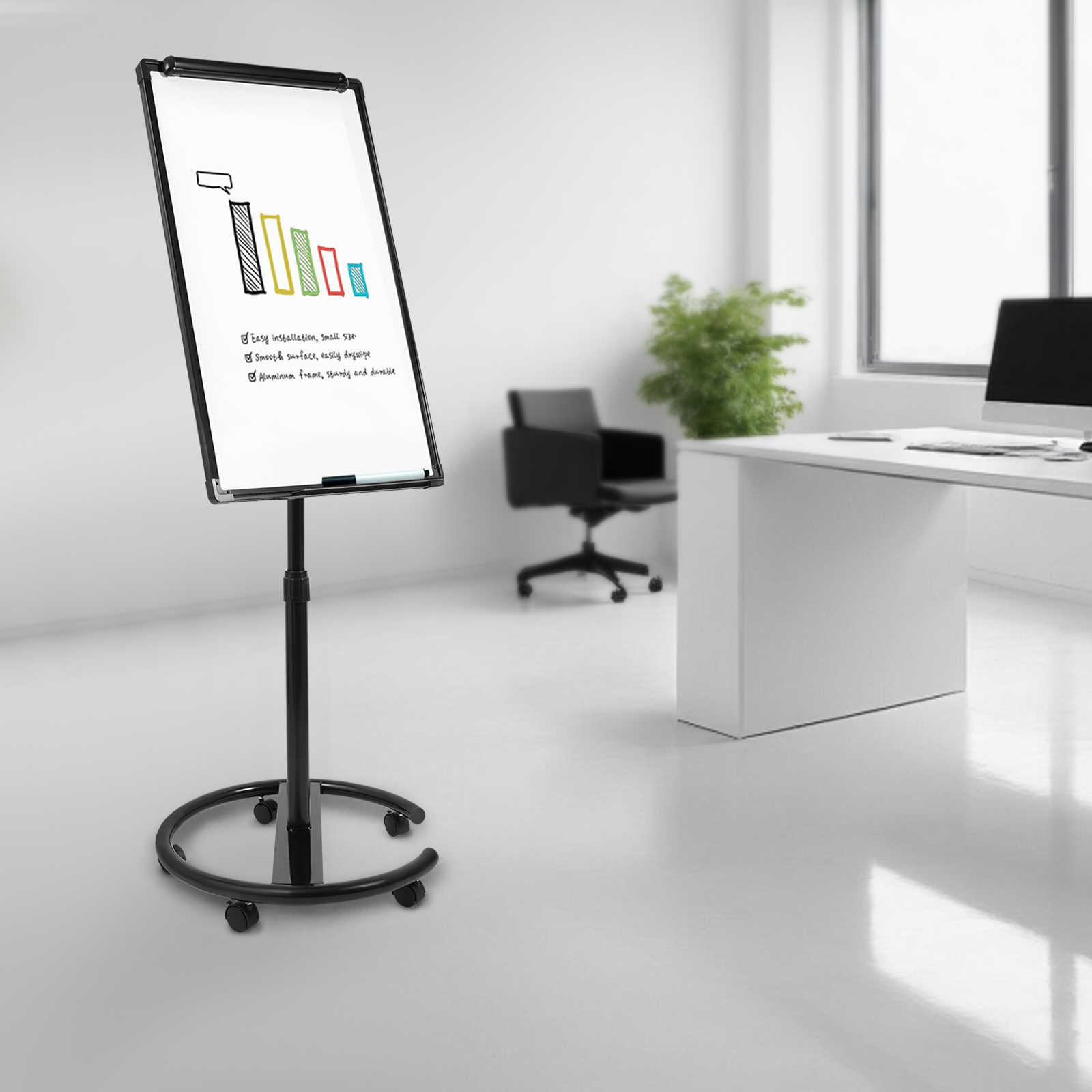 Single-sided Drawing Board, Height-adjustable Drawing Board, Portable Magnetic Whiteboard - Black Shelf Single-sided Drawing Board, Height-adjustable Drawing Board, Portable Magnetic Whiteboard - Black Shelf