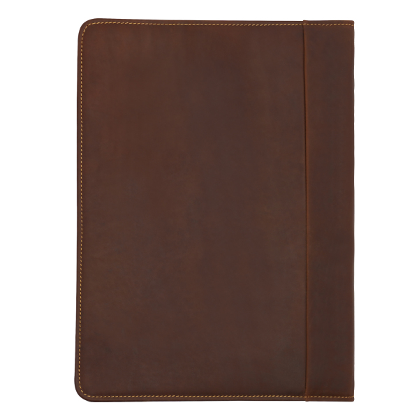 Leather Portfolio Binder Resume Zippered Padfolio for Men Leather Padfolio Folder for 12.9" Laptop Professional Business Organizer Coffee
