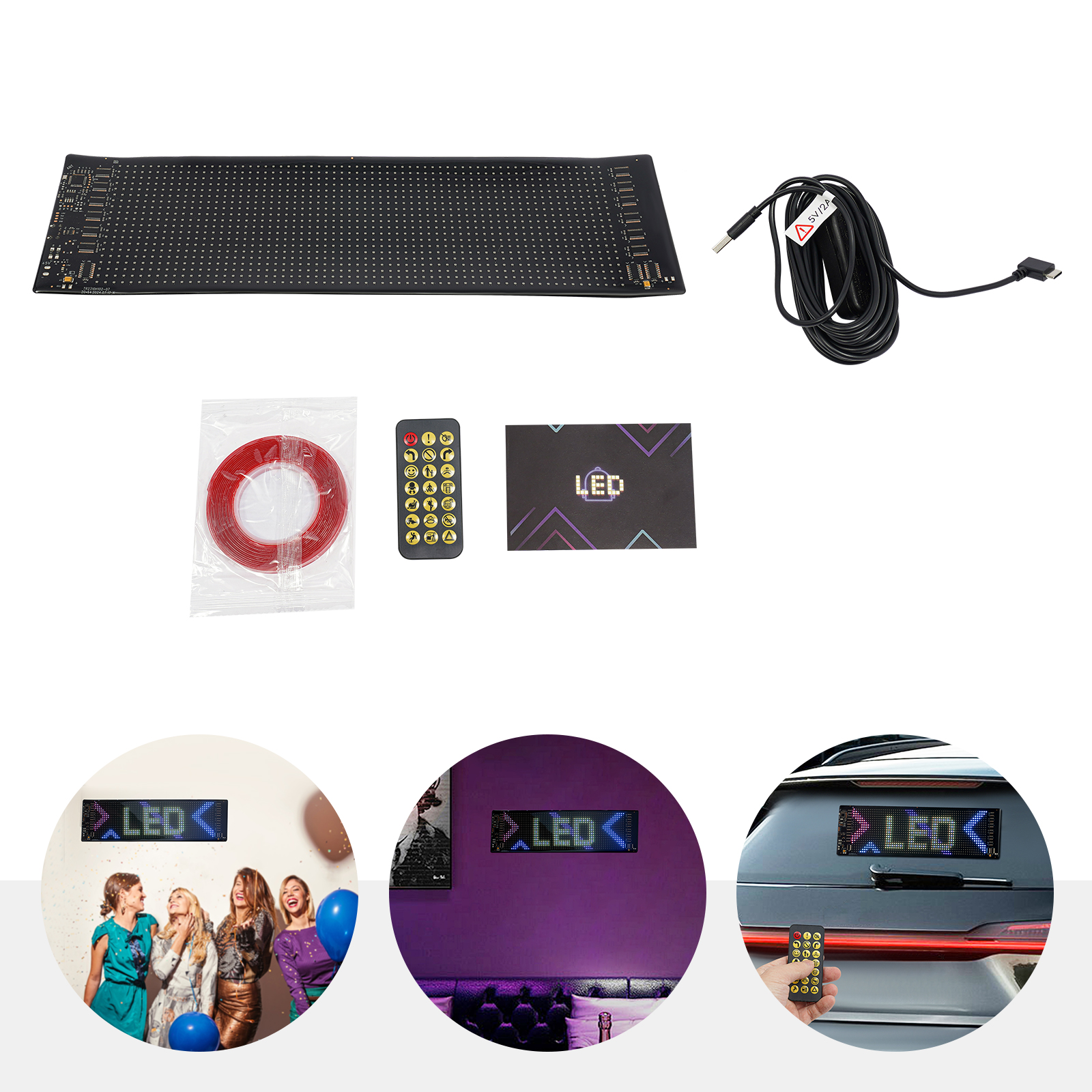 34.8cm*10.2cm Flexible LED Screen, LED Display Board, Flexible LED Sign for Car, Shop, Bar, Advertising 34.8cm*10.2cm Flexible LED Screen, LED Display Board, Flexible LED Sign for Car, Shop, Bar, Advertising