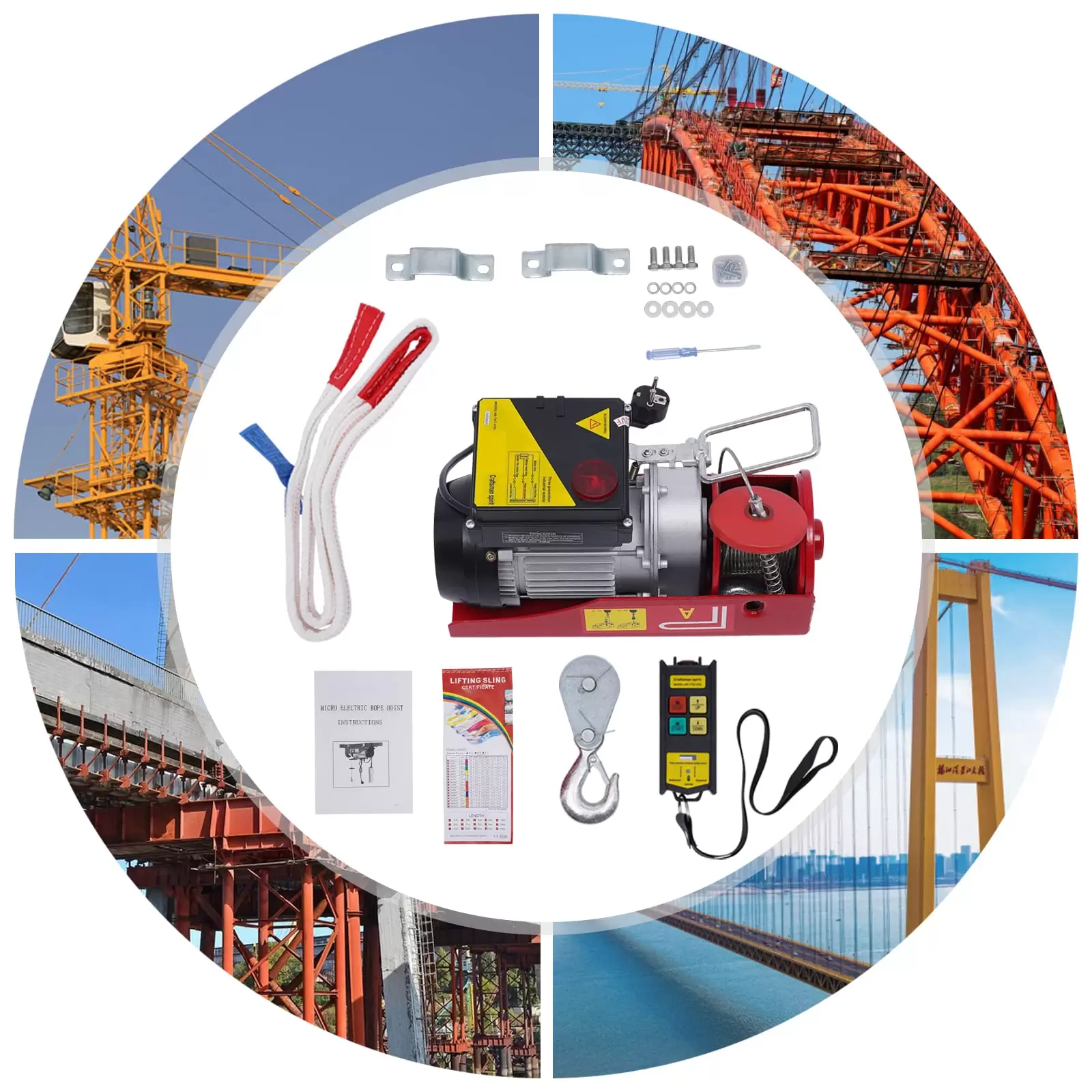 440LBS 230V electric winch with wireless remote control 440LBS with remote control and slings electric winch 440LBS 230V electric winch with wireless remote control 440LBS with remote control and slings electric winch
