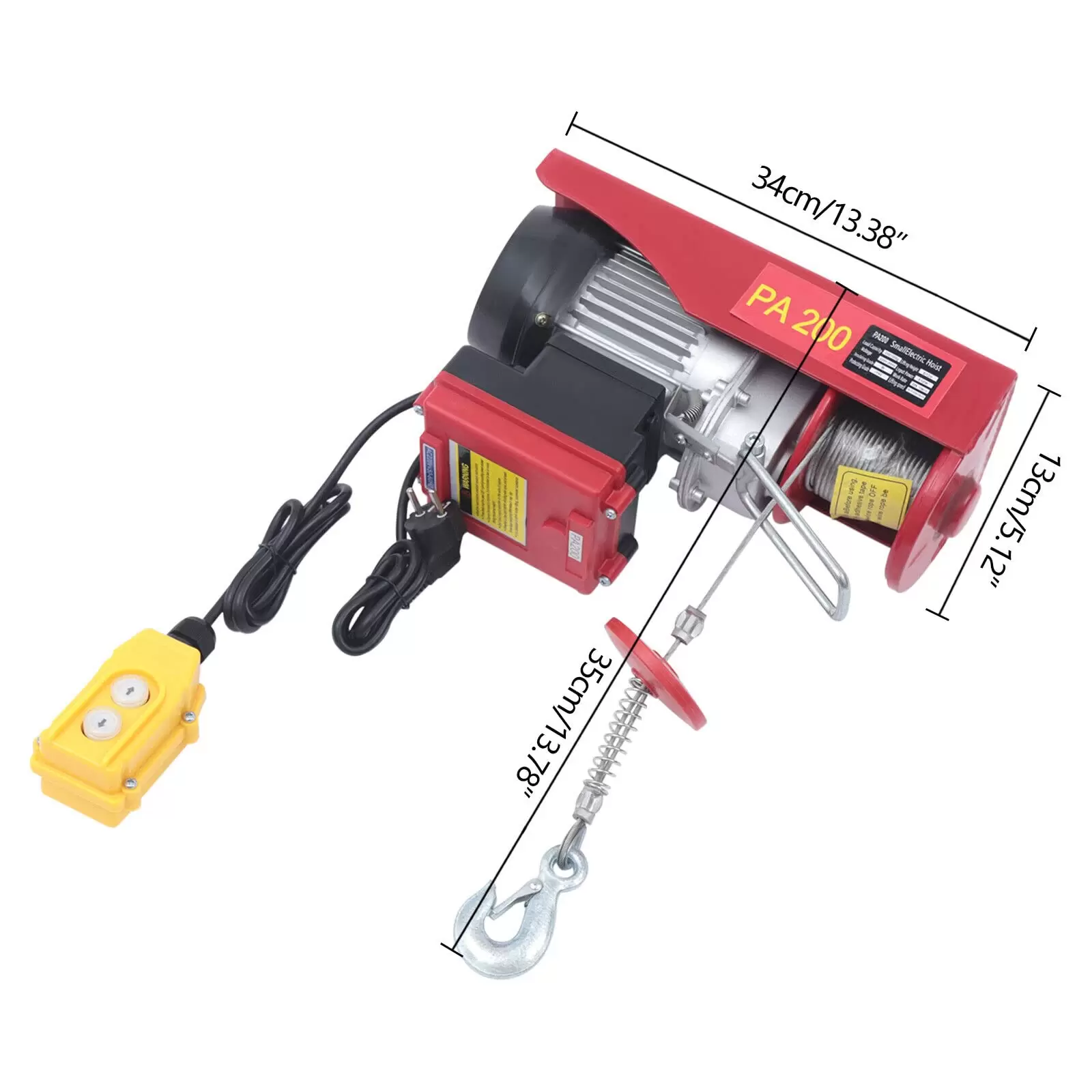 200KG Electric Winch Lifting Height 12m Electric Hoist 510W Cable Hoist Motor Winch with Wire Remote Control 200KG Electric Winch Lifting Height 12m Electric Hoist 510W Cable Hoist Motor Winch with Wire Remote Control