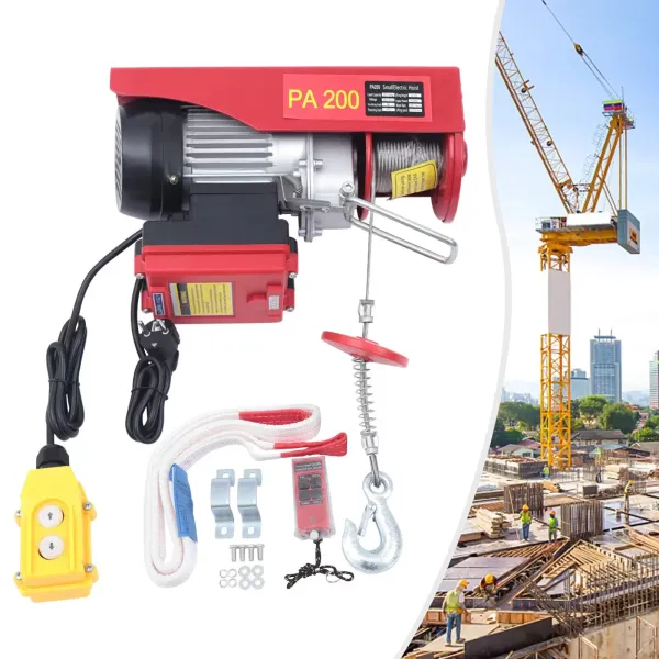 200KG Electric Winch Lifting Height 12m Electric Hoist 510W Cable Hoist Motor Winch with Wire Remote Control