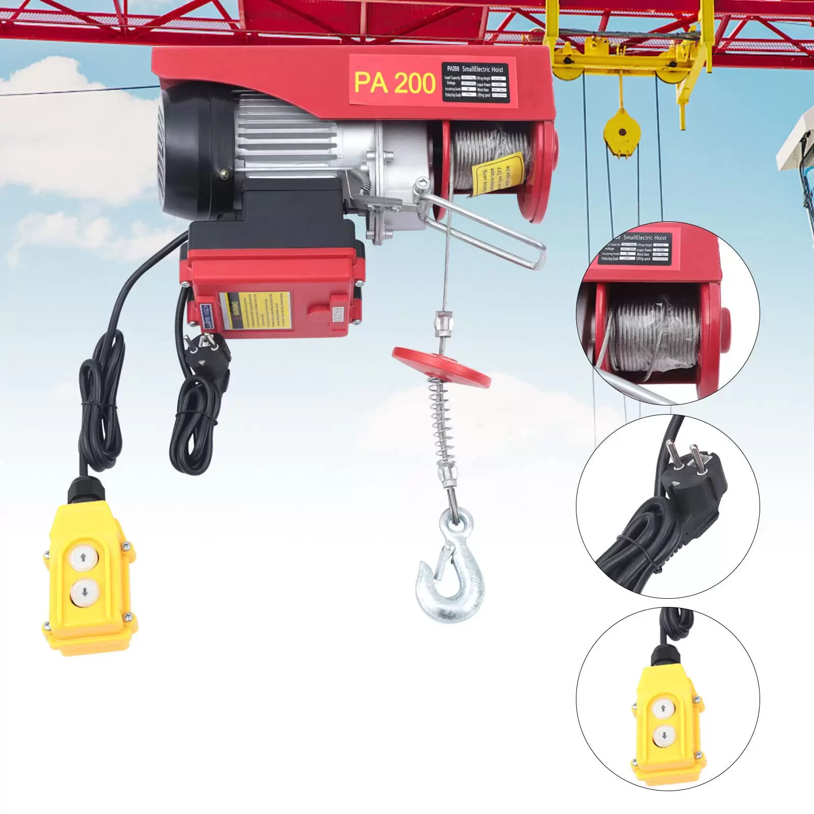200KG Electric Winch Lifting Height 12m Electric Hoist 510W Cable Hoist Motor Winch with Wire Remote Control 200KG Electric Winch Lifting Height 12m Electric Hoist 510W Cable Hoist Motor Winch with Wire Remote Control