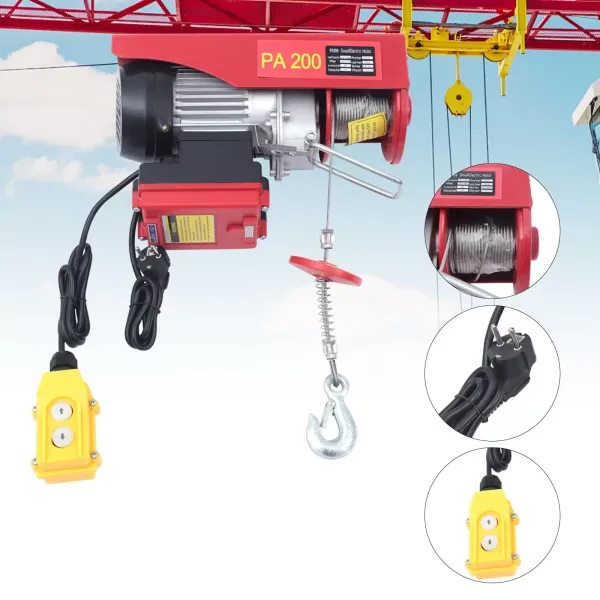 200KG Electric Winch Lifting Height 12m Electric Hoist 510W Cable Hoist Motor Winch with Wire Remote Control