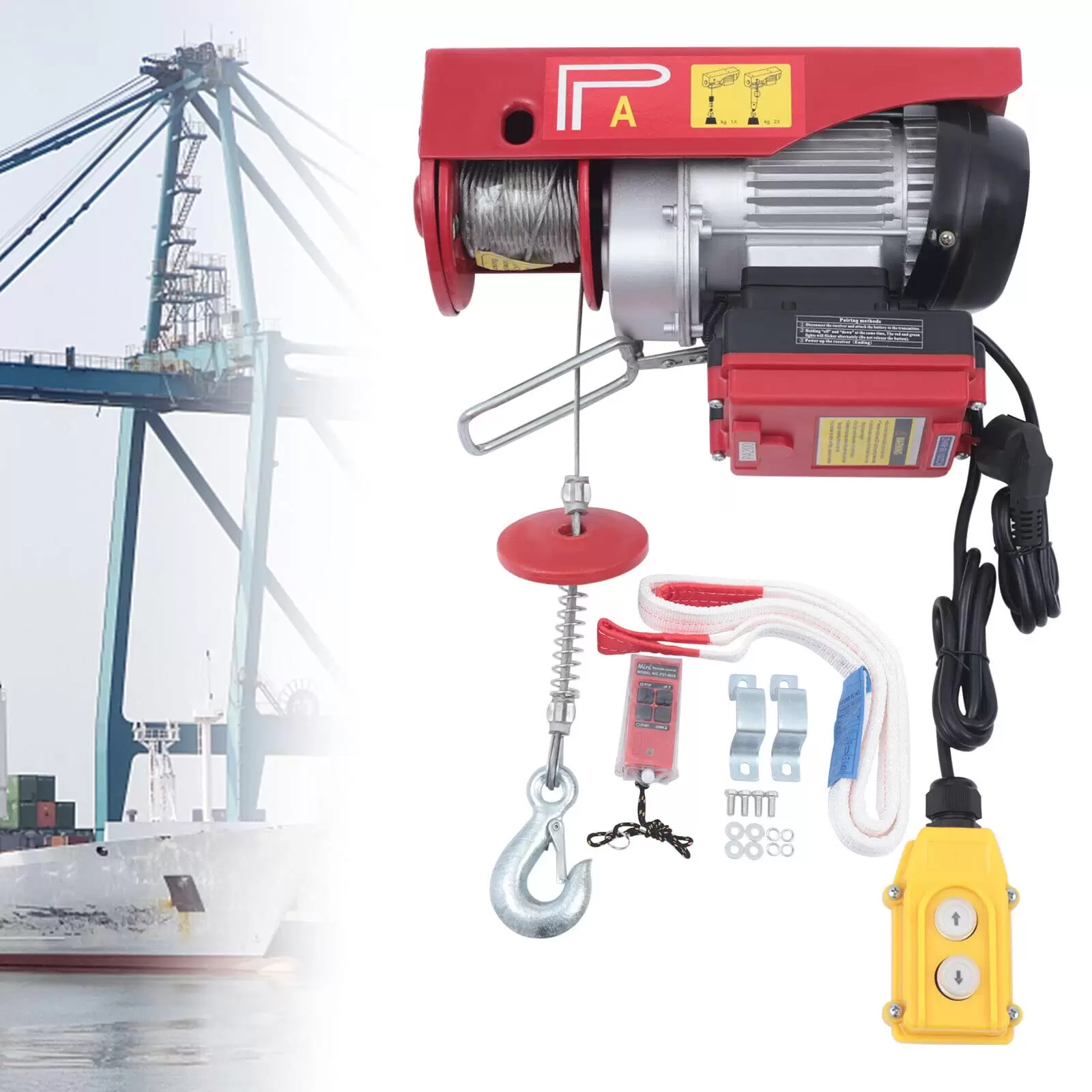 200KG Electric Winch Lifting Height 12m Electric Hoist 510W Cable Hoist Motor Winch with Wire Remote Control 200KG Electric Winch Lifting Height 12m Electric Hoist 510W Cable Hoist Motor Winch with Wire Remote Control