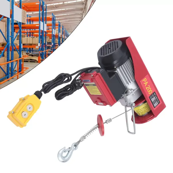 200KG Electric Winch Lifting Height 12m Electric Hoist 510W Cable Hoist Motor Winch with Wire Remote Control