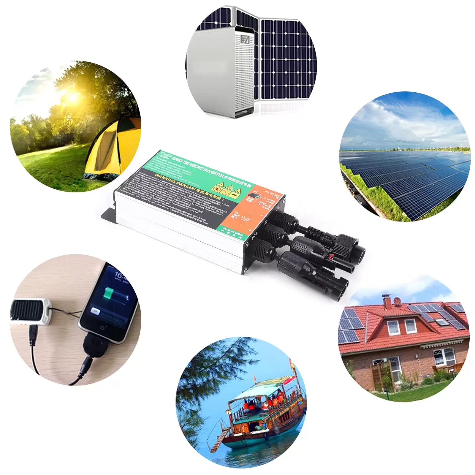 MPPT Micro Solar Inverter MPPT Pure Sine Wave Inverter with AC 230V Cable