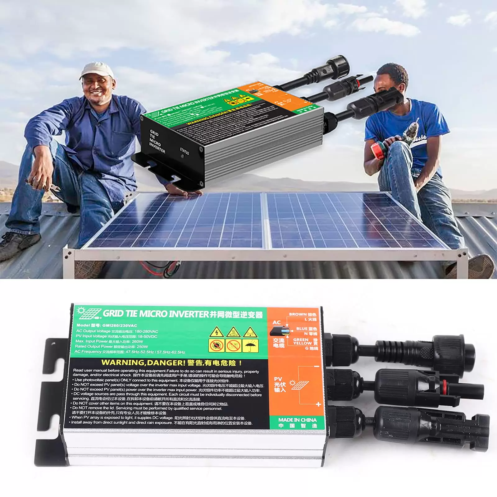 MPPT Micro Solar Inverter MPPT Pure Sine Wave Inverter with AC 230V Cable MPPT Micro Solar Inverter MPPT Pure Sine Wave Inverter with AC 230V Cable