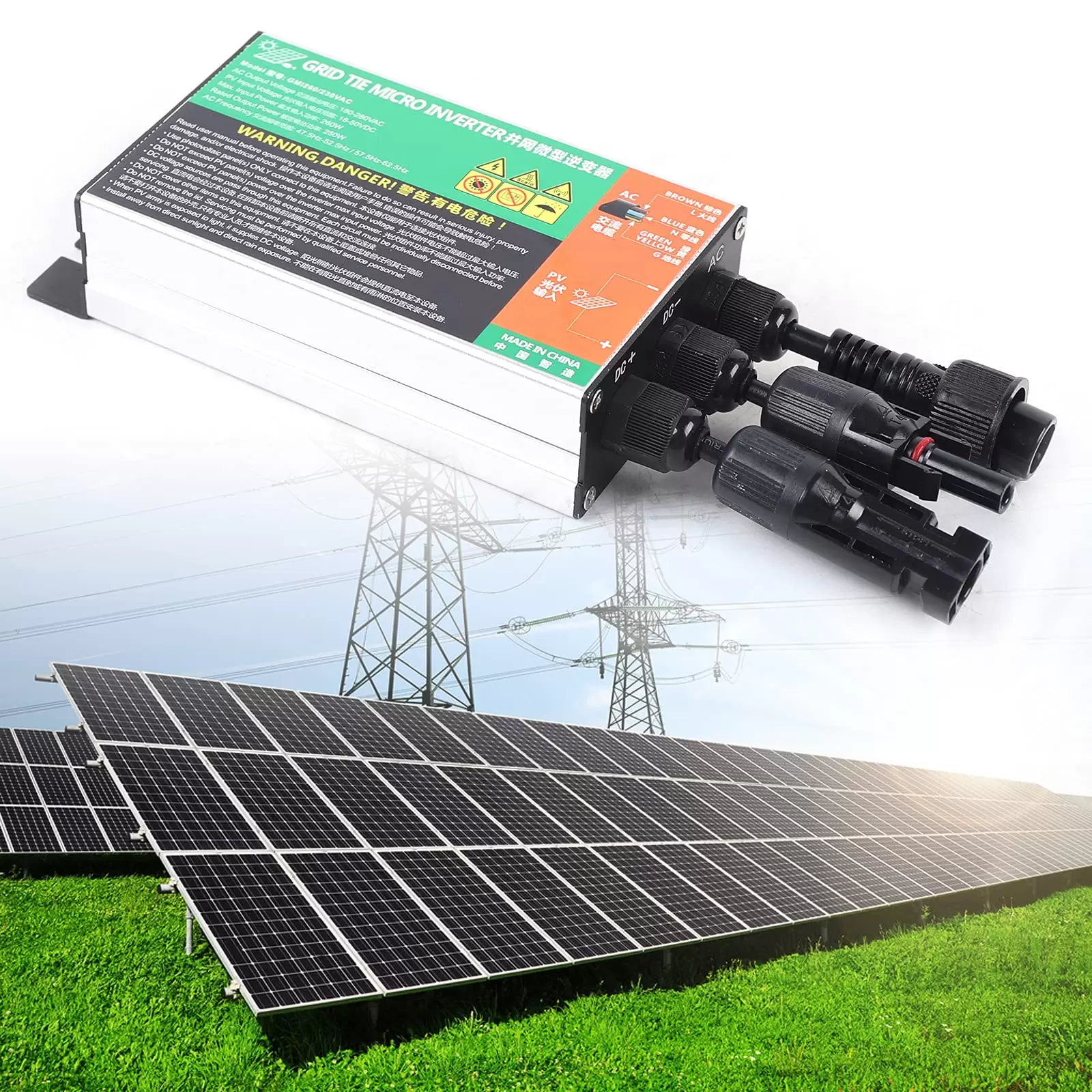 MPPT Micro Solar Inverter MPPT Pure Sine Wave Inverter with AC 230V Cable MPPT Micro Solar Inverter MPPT Pure Sine Wave Inverter with AC 230V Cable