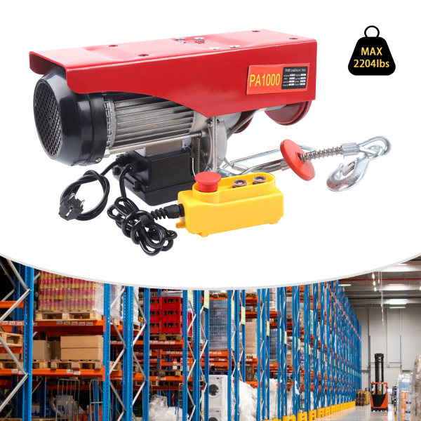 1000kg Electric Rope Winch 12m Motor Winch Hoist Pulley Crane Winch With Emergency Stop Electric Hoist European Standard 1000KG