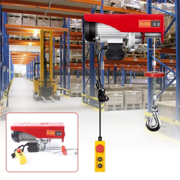 1000kg Electric Rope Winch 12m Motor Winch Hoist Pulley Crane Winch With Emergency Stop Electric Hoist European Standard 1000KG