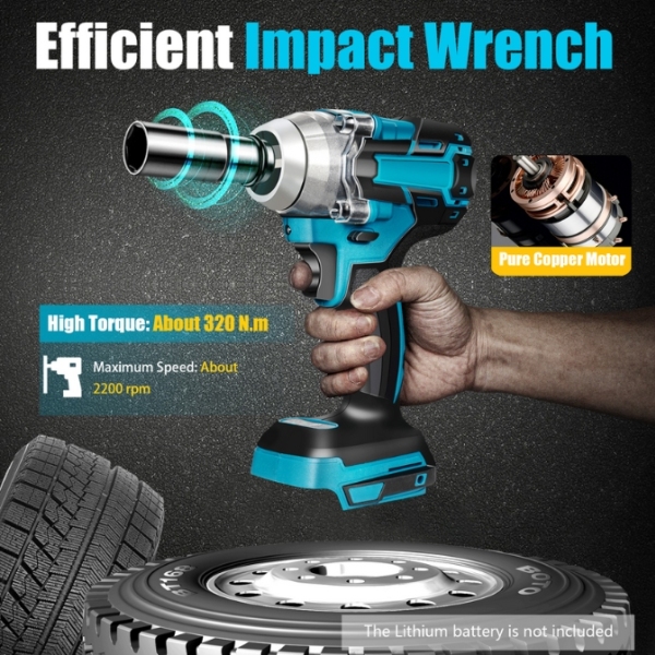 Cordless Impact Driver 520nm 1/2" Ratchet Screwdriver Compatible With Makita 5.5*2.4*7.9inch 18v Black Tire For Removal Machine Repair Scaffolding