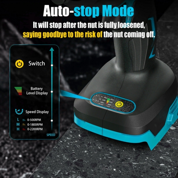 Cordless Impact Driver 520nm 1/2" Ratchet Screwdriver Compatible With Makita 5.5*2.4*7.9inch 18v Black Tire For Removal Machine Repair Scaffolding