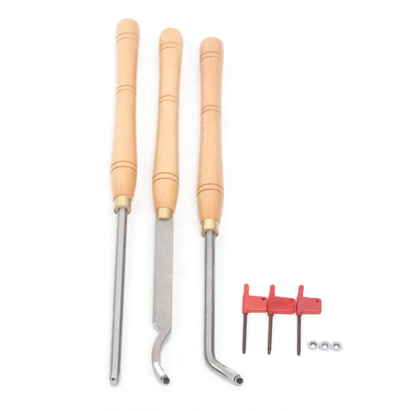 3 pcs Wood Turning Tool Scraper Set with Wooden Handle Wood Chisel Carved Woodworking Chisel Small Bend Bend Bar Straight Bar Three-Piece