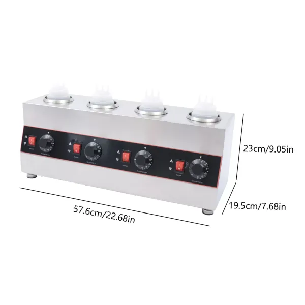 Electric Sauce Warmer 640W Cheese Sauce Chocolate Warmer Stainless Steel Chocolate Warmer 30-85℃ Sauce Heat Preservation Machine