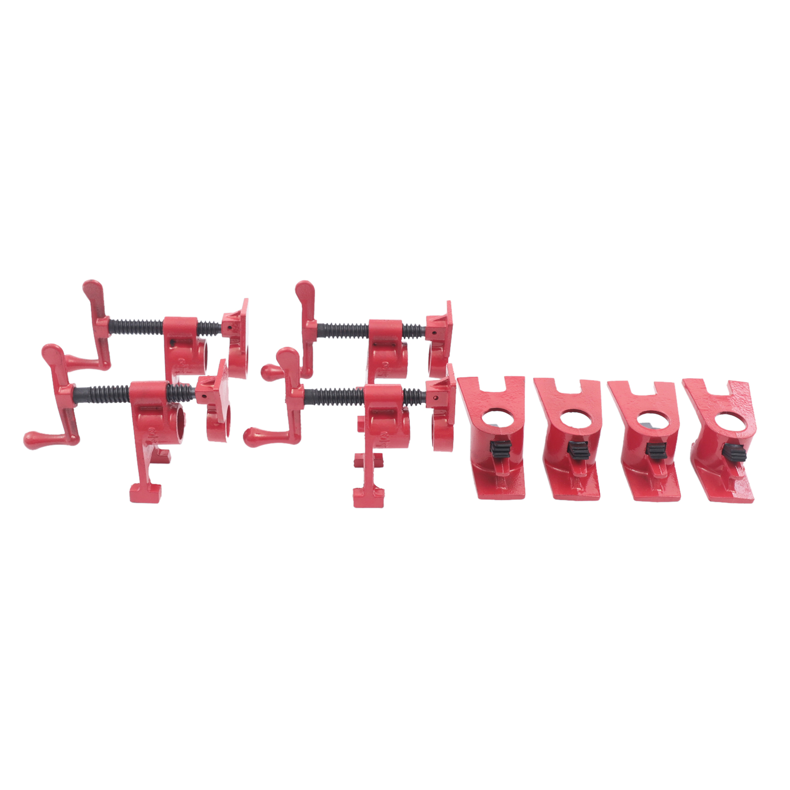 3/4" Wood Gluing Pipe Clamp Set 4 Pack Heavy Duty Cast Iron Quick Release Bar Clamps with Wide Base for Woodworking